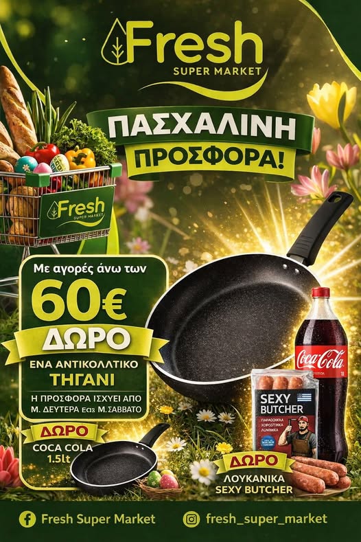 Τρομερές προσφορές την Μεγάλη Έβδομαδα στο SUPER MARKET FRESH στην Οιχαλία